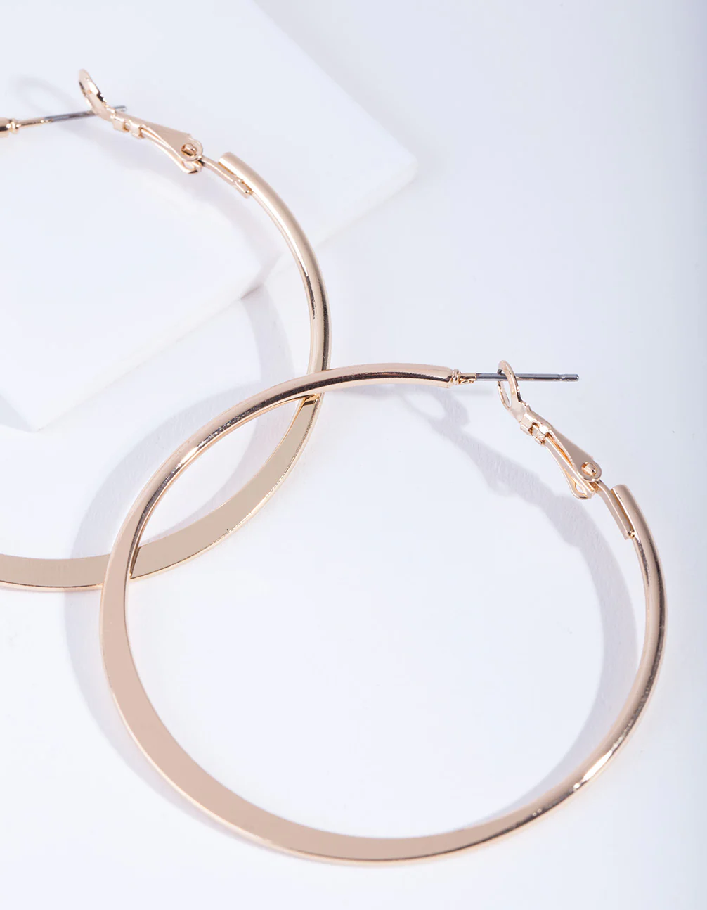 Gold Flat Edge Hoop Earrings - Image 2