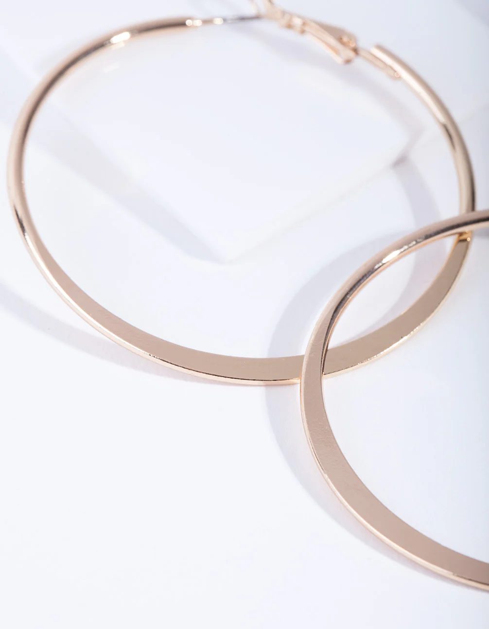 Gold Flat Edge Hoop Earrings - Image 3
