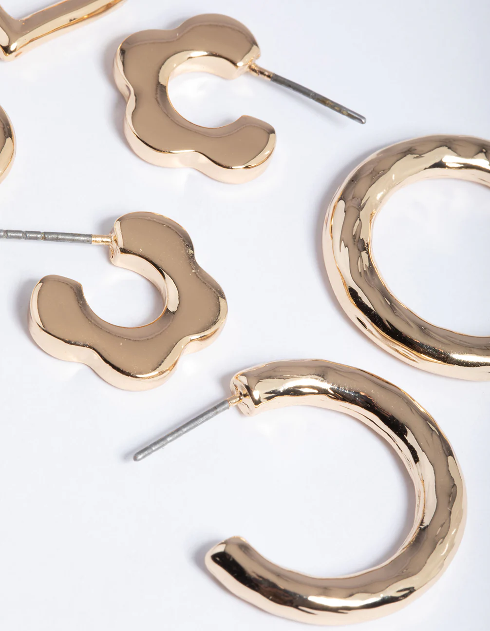 Gold Flower Heart Round Earrings Pack - Image 3