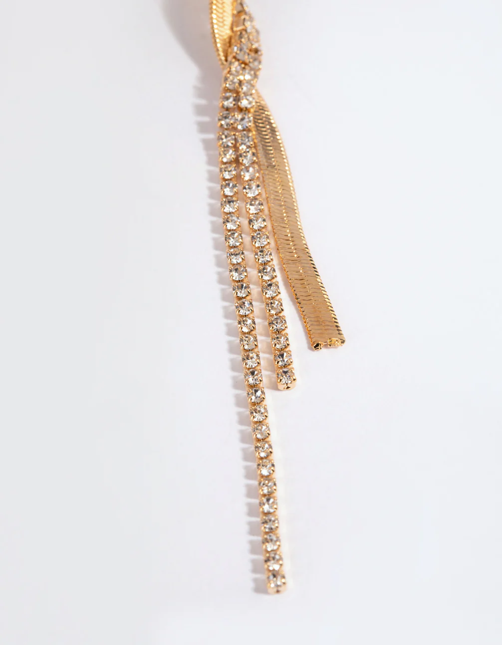 Gold Flat Snake & Cup Chain Drop Earrings - Image 3