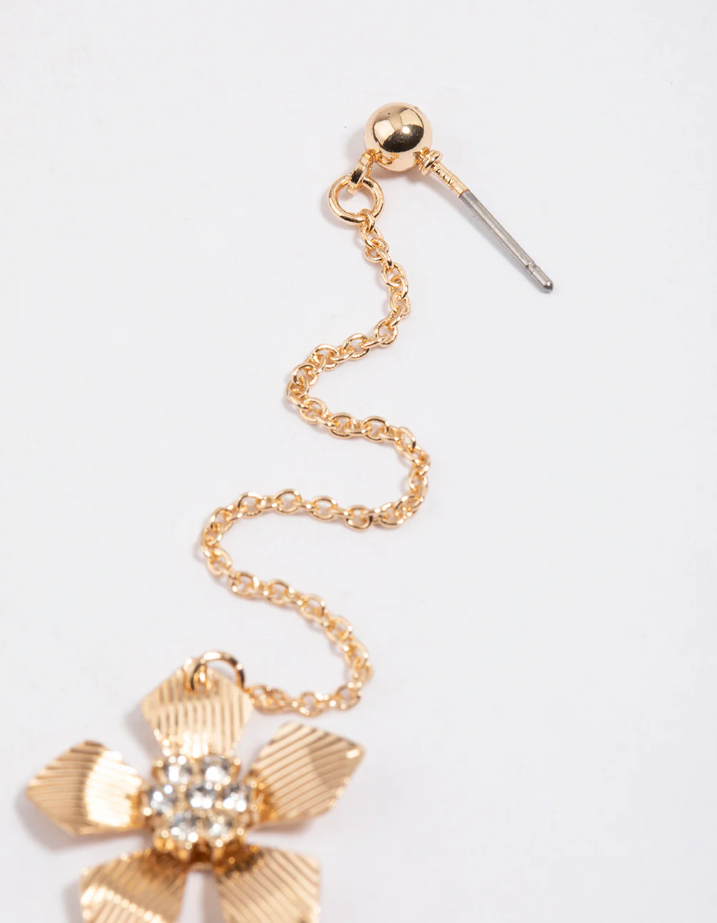 Gold Flower Chain Drop Earrings - Image 3