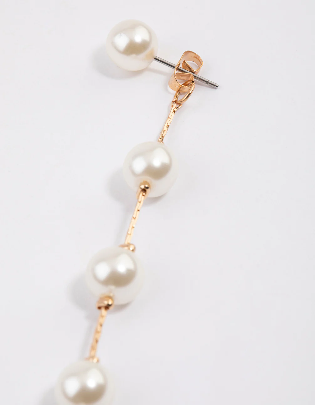 Gold Fine Snake Chain Pearl Drop Earrings - Image 3