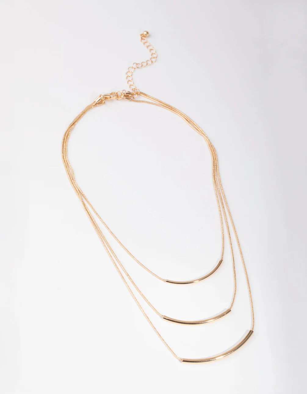 Gold Fine Plain 3-Row Necklace - Image 2