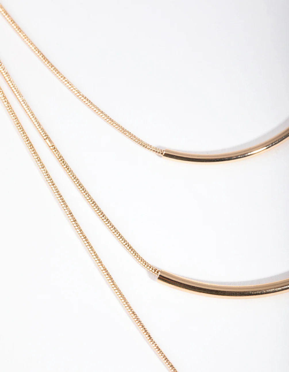 Gold Fine Plain 3-Row Necklace - Image 3