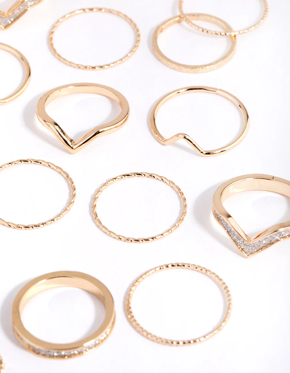 Gold Glitter Geometric Ring 24-Pack - Image 2