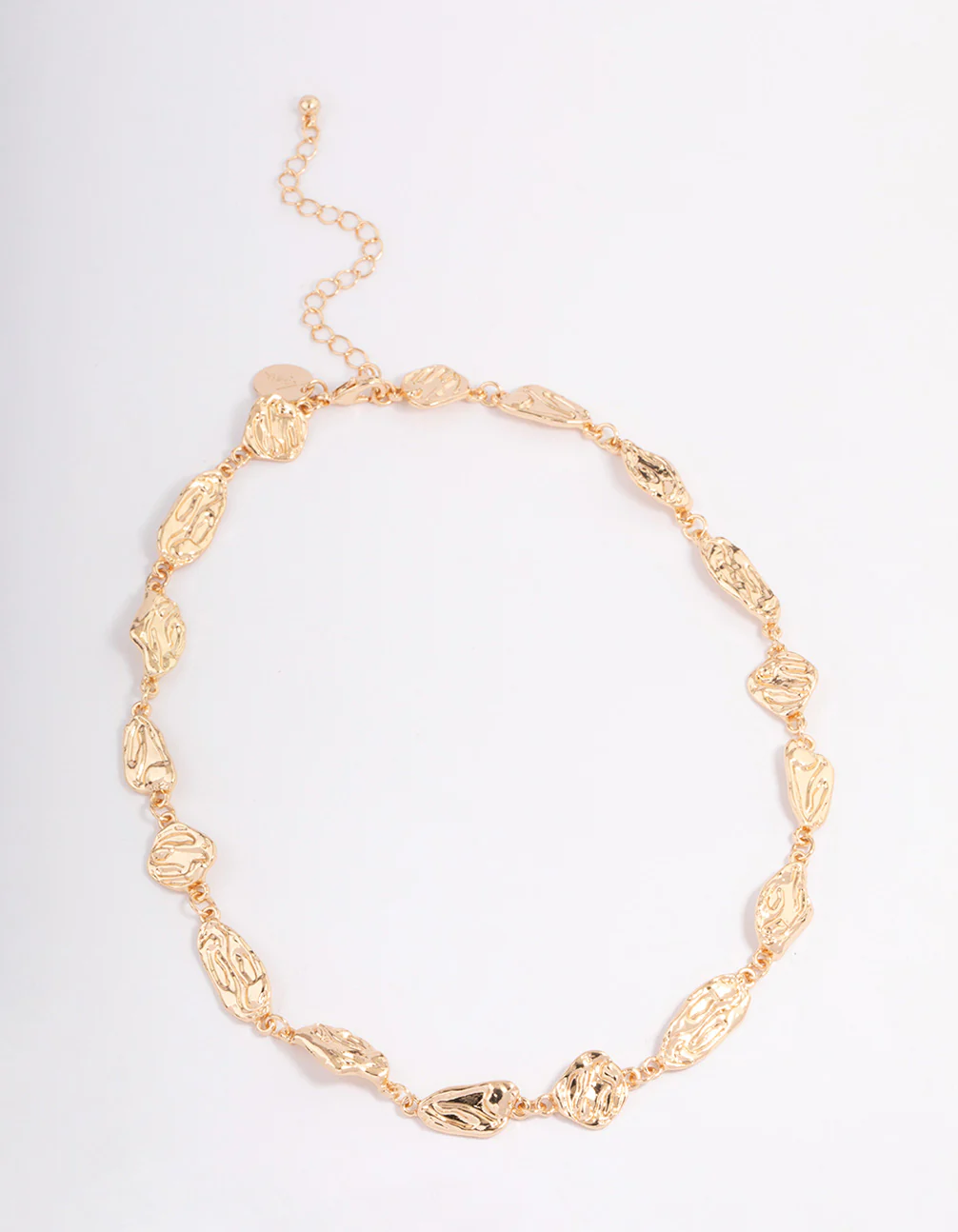 Gold Hammered Disc Necklace - Image 2