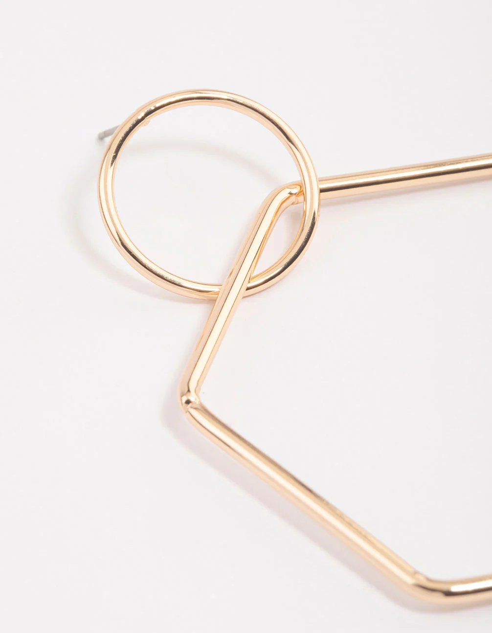 Gold Hexagon Drop Earrings - Image 3