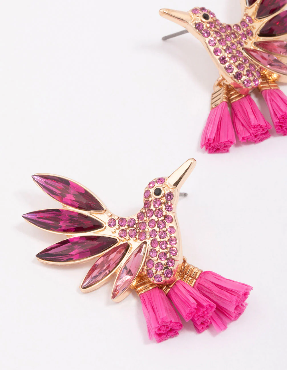 Pink & Gold Hummingbird Stud Earrings - Image 2