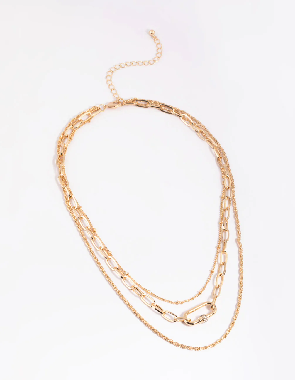 Gold Carabiner Layered Necklace - Image 2