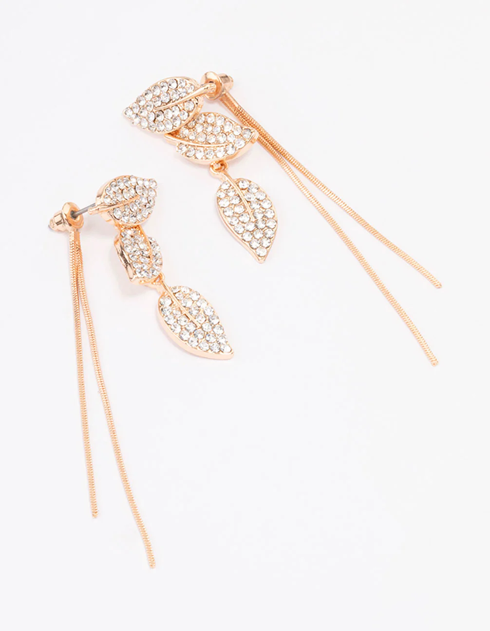 Gold Leafy Trail Drop Earrings - Image 2
