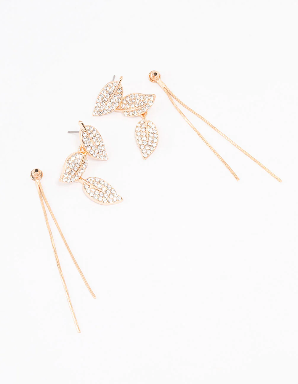 Gold Leafy Trail Drop Earrings - Image 3