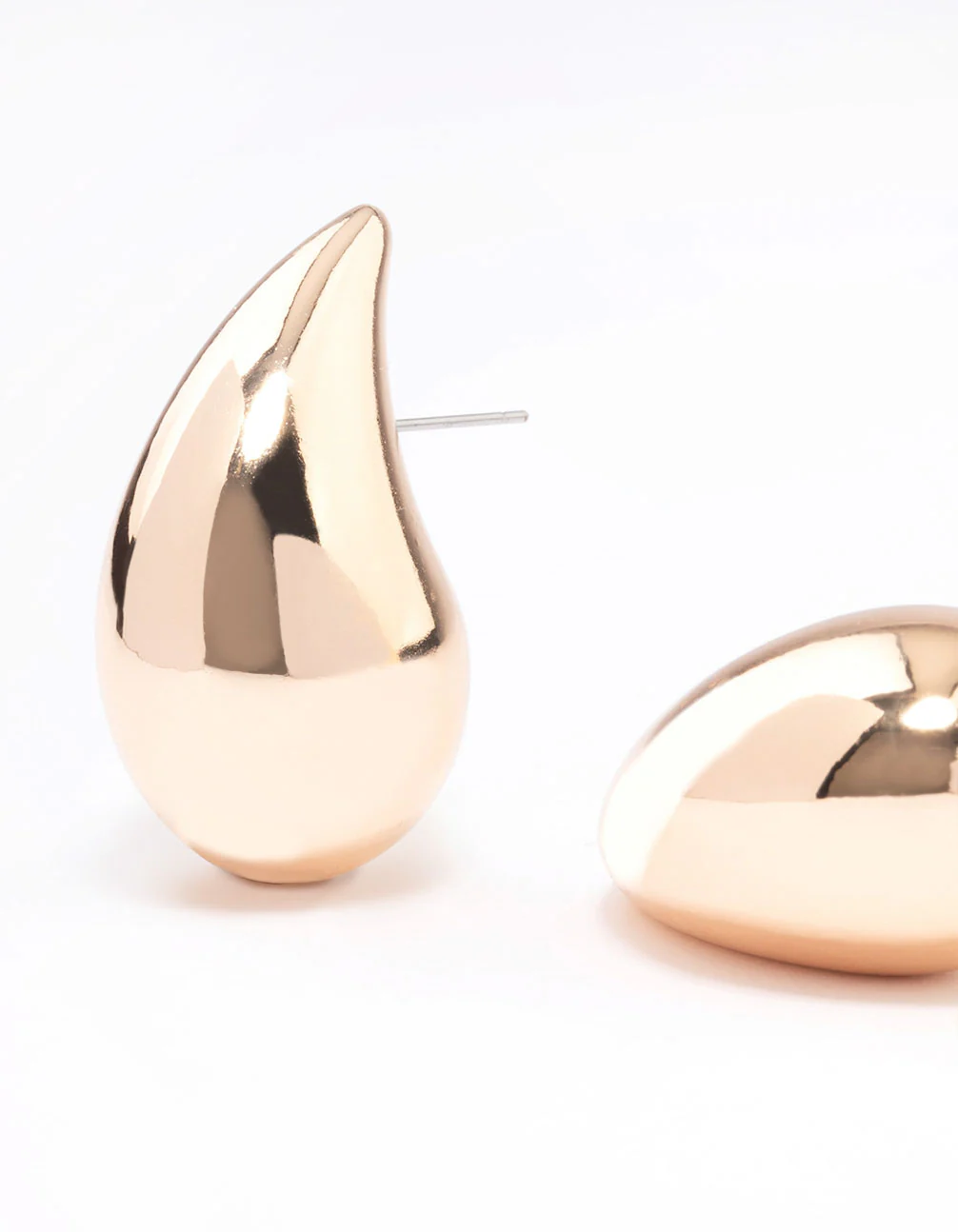 Gold Large Smooth Teardrop Earrings - Image 2