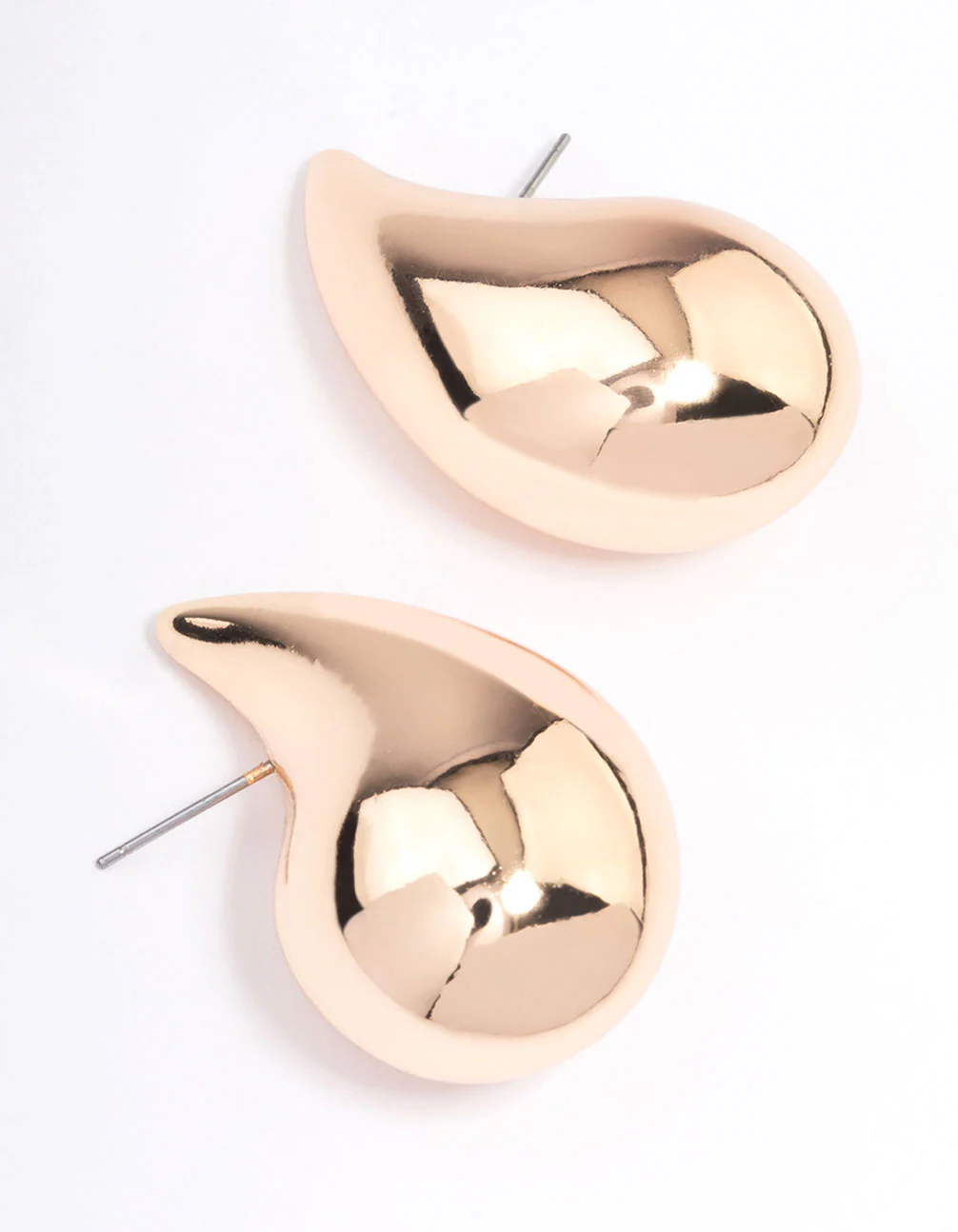 Gold Large Smooth Teardrop Earrings - Image 3