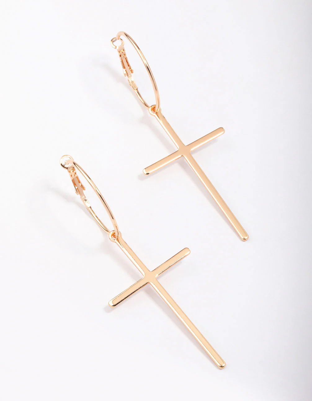 Gold Luxe Cross Hoop Earrings - Image 3