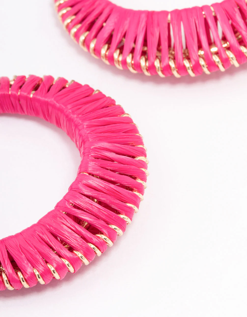Gold Medium Fabric C-Shape Hoop Earrings - Image 2