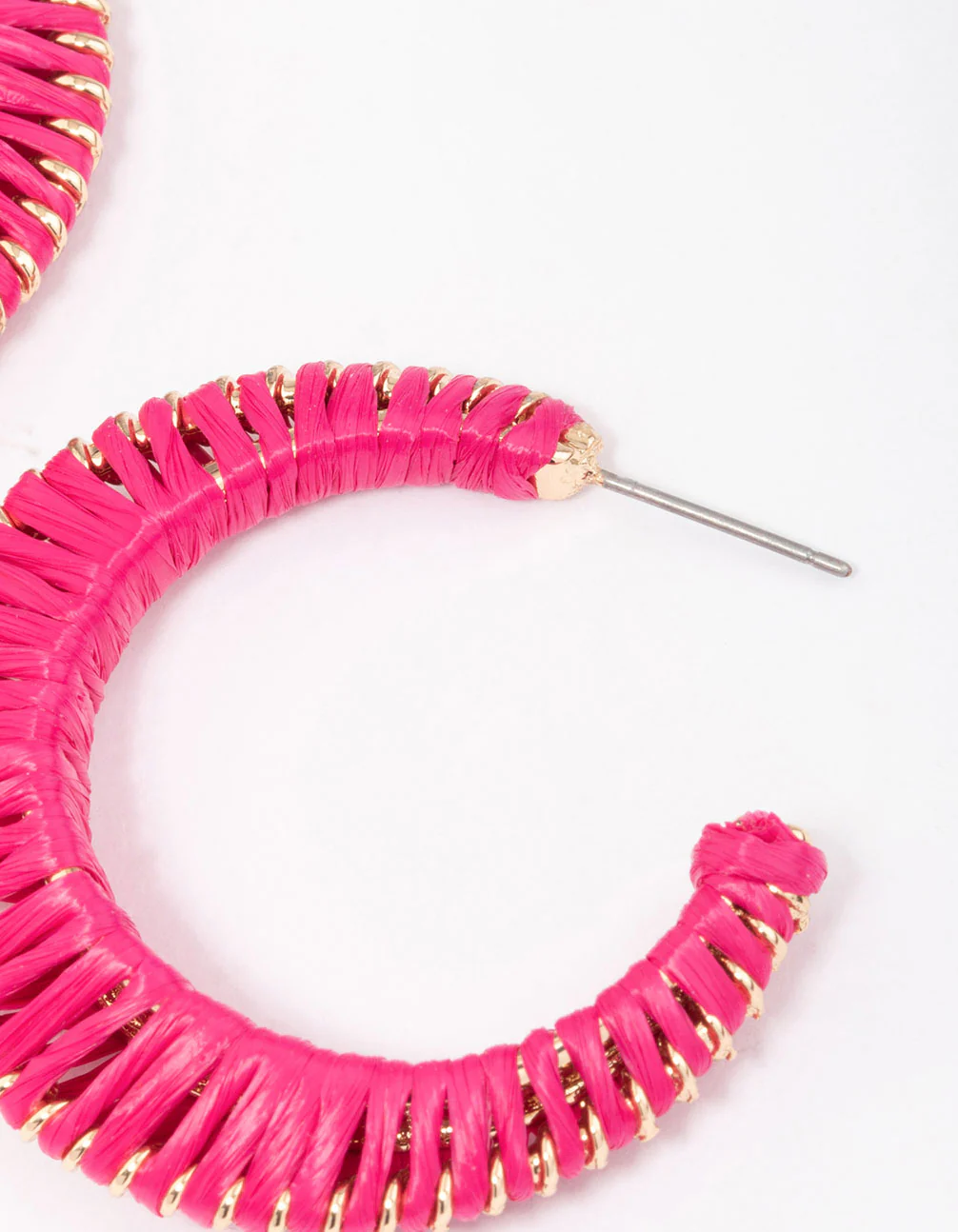 Gold Medium Fabric C-Shape Hoop Earrings - Image 3