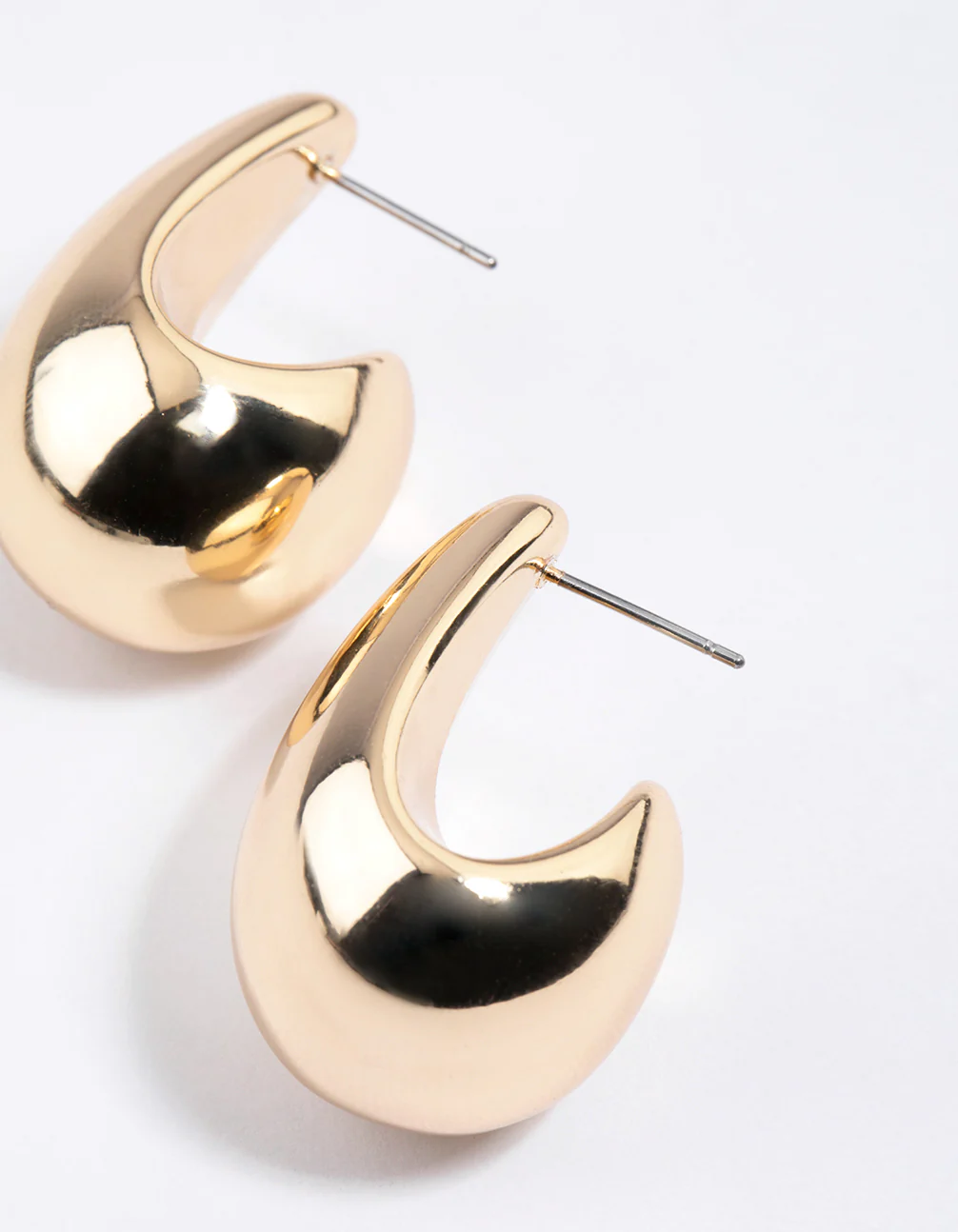 Gold Midi Pear Hoop Earrings - Image 2