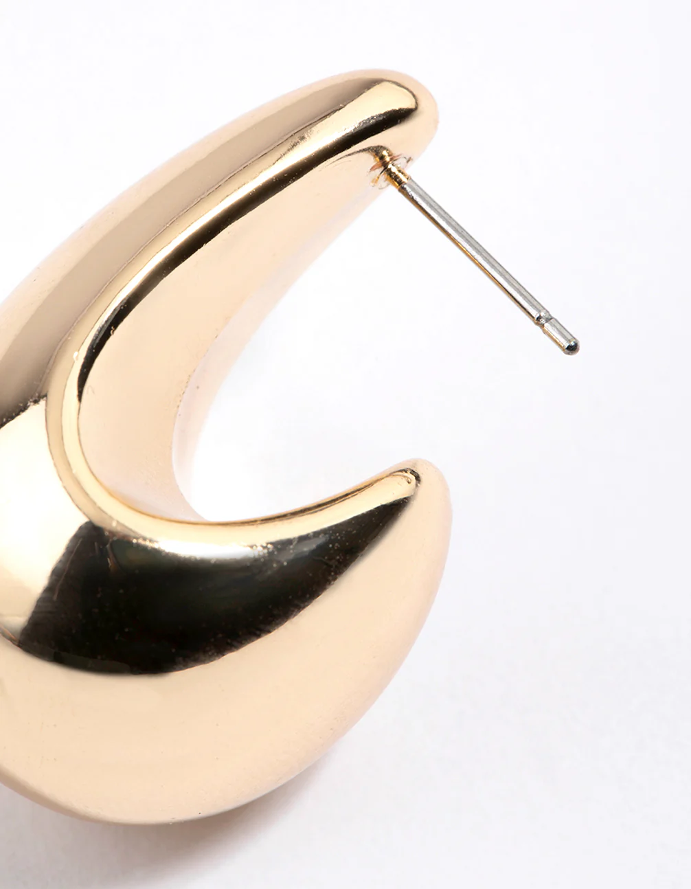 Gold Midi Pear Hoop Earrings - Image 3