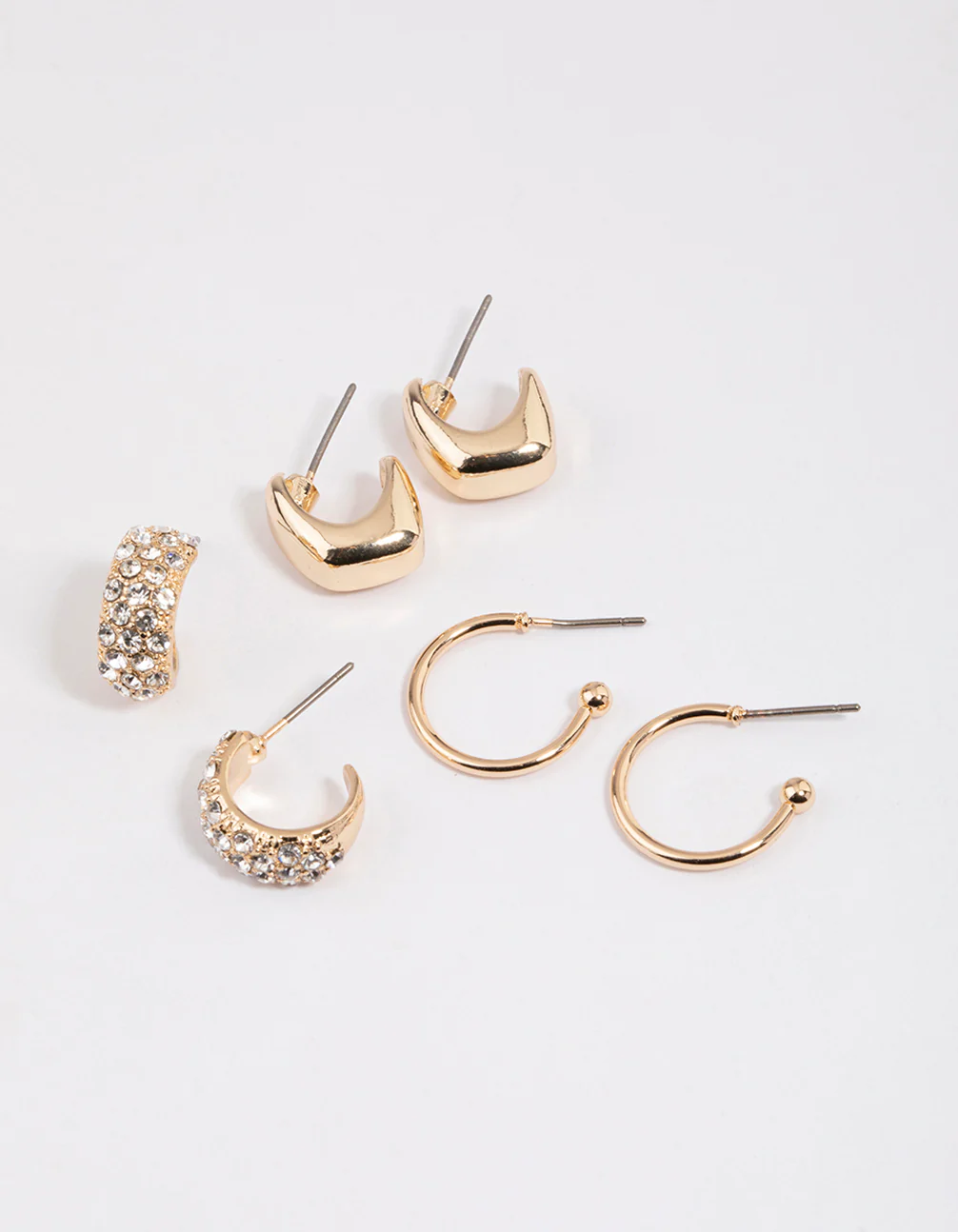 Gold Mini Mixed Hoop Earrings Pack - Image 2