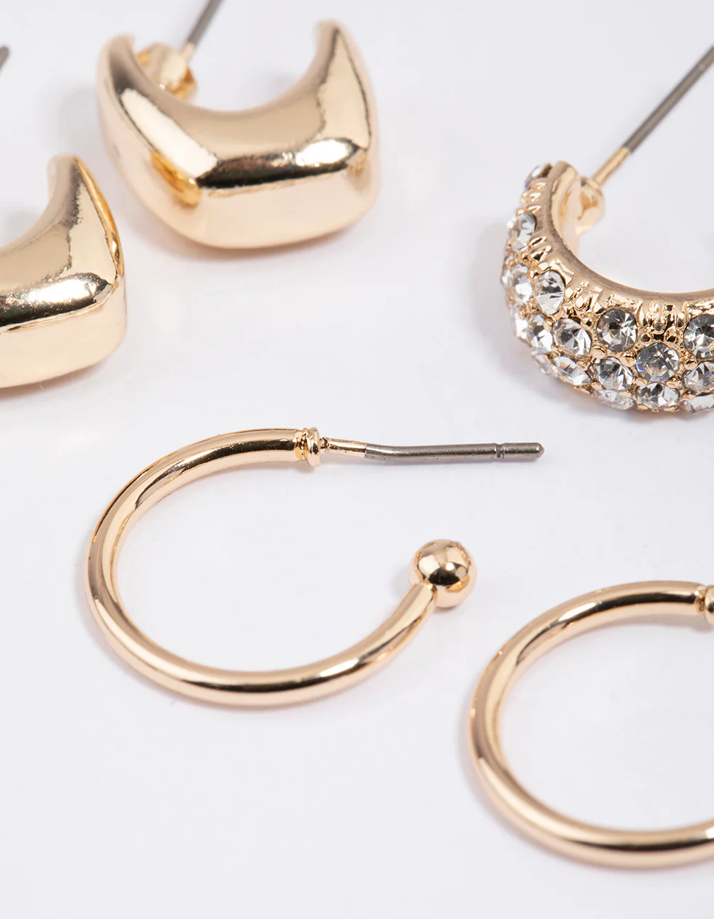 Gold Mini Mixed Hoop Earrings Pack - Image 3
