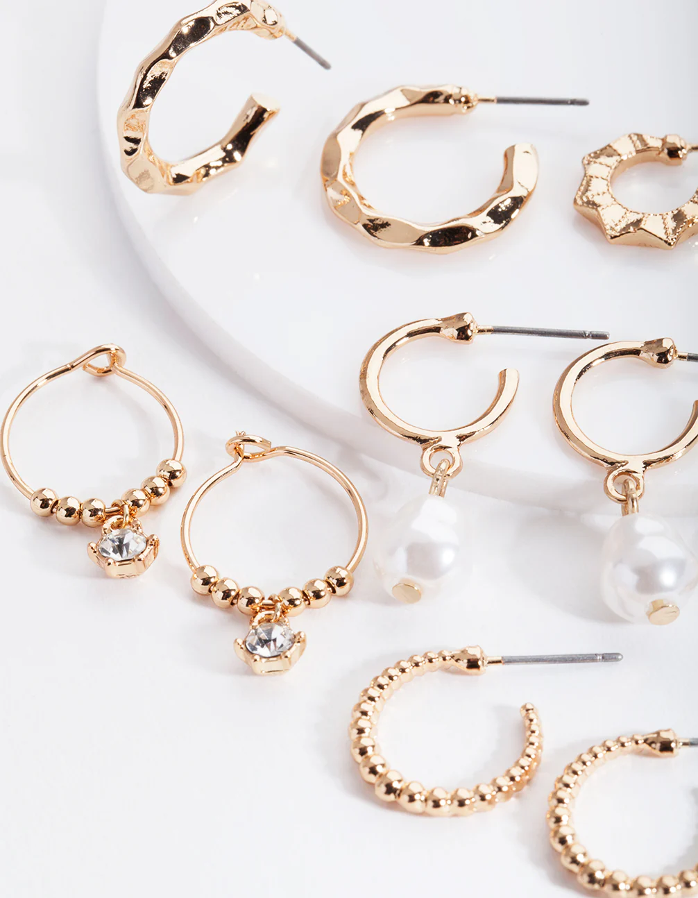 Gold Mini Pearl Hoop Earring 6-Pack - Image 2