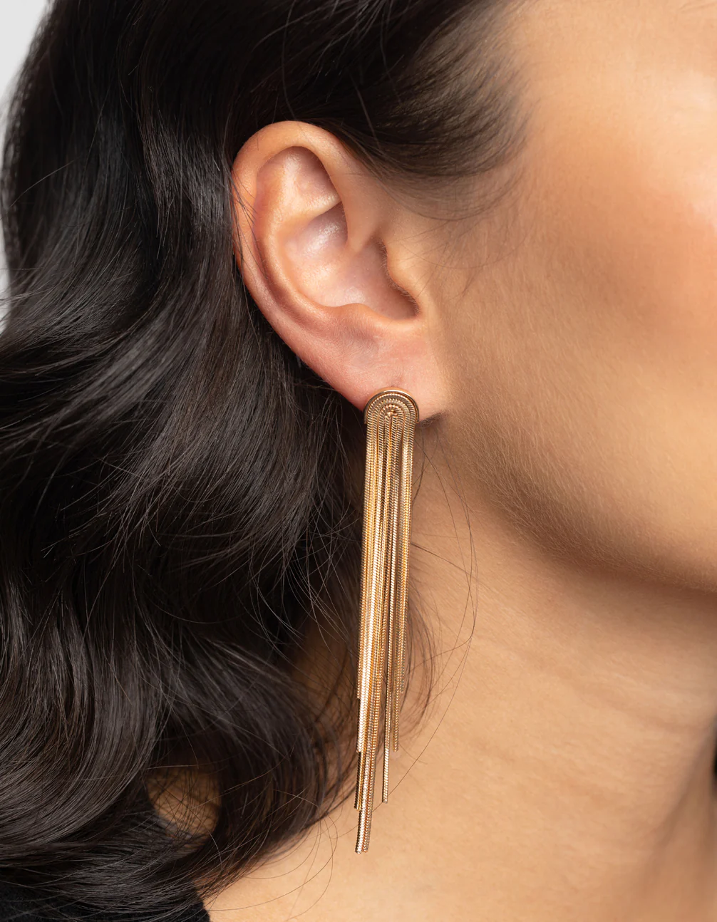 Gold Waterfall Drop Earrings - Image 2