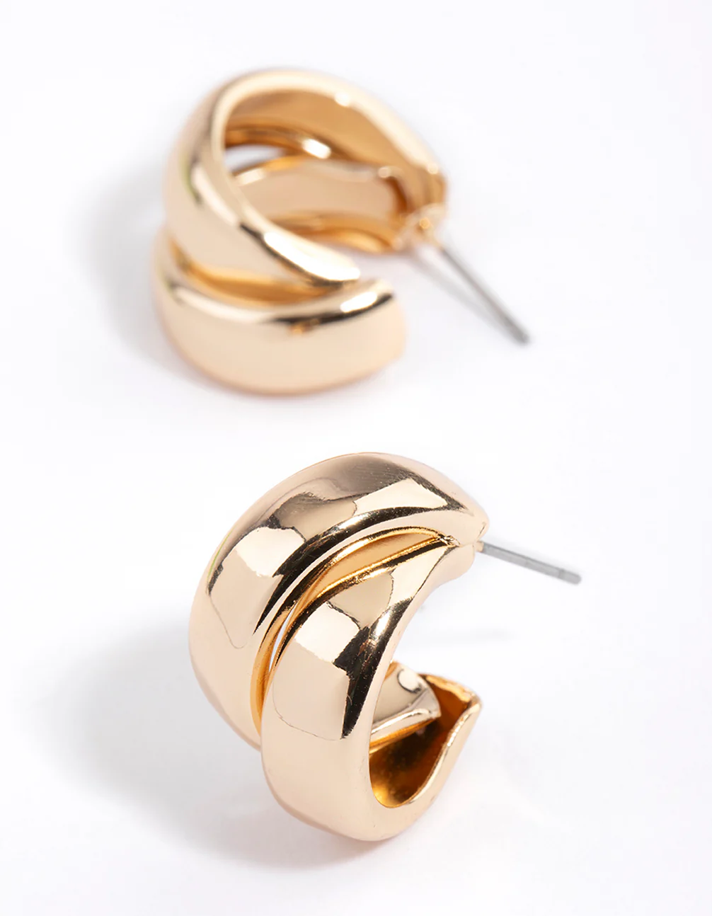 Gold Multi Double Hoop Drop Earrings - Image 2