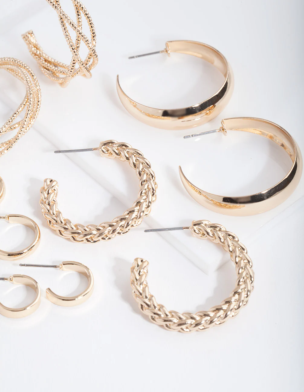 Gold Multi Twist Hoop Earring 6-Pack - Image 2