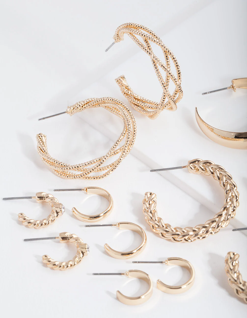 Gold Multi Twist Hoop Earring 6-Pack - Image 3