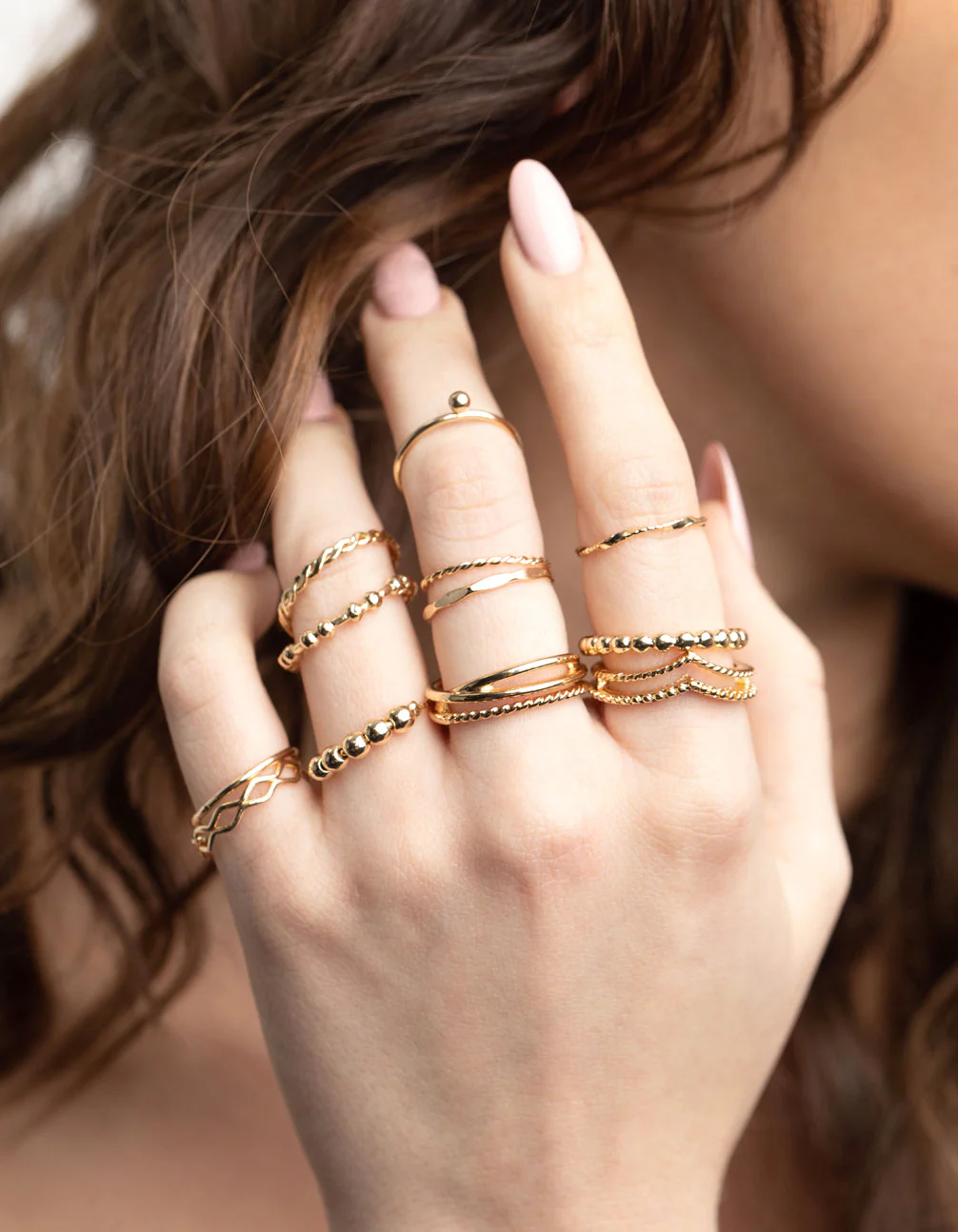 Gold Mixed Ball Ring Stack Pack - Image 2