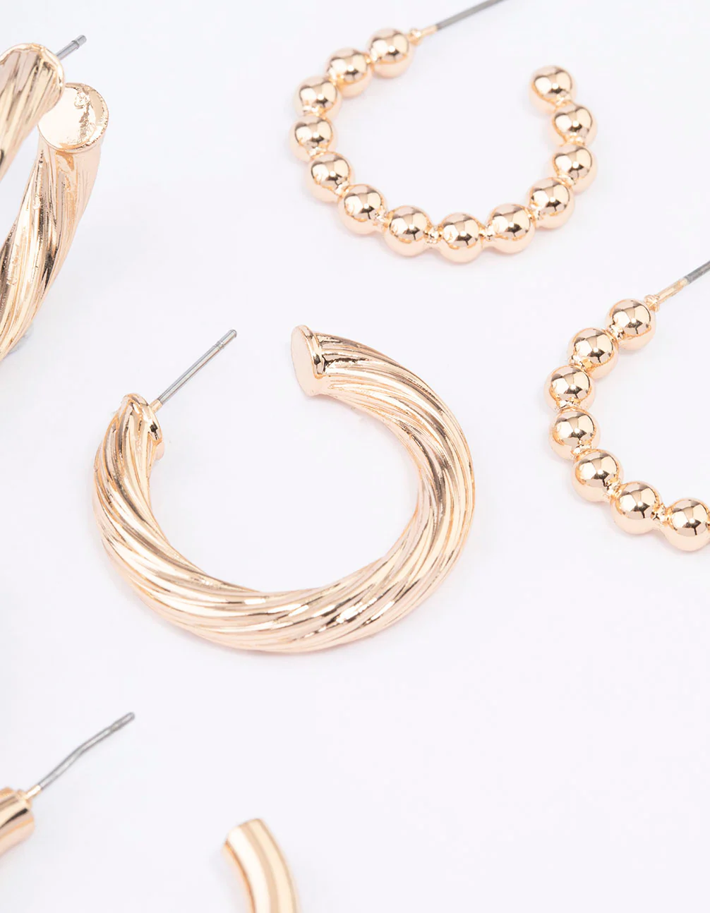 Gold Mixed Hoop Earrings 3-Pack - Image 2