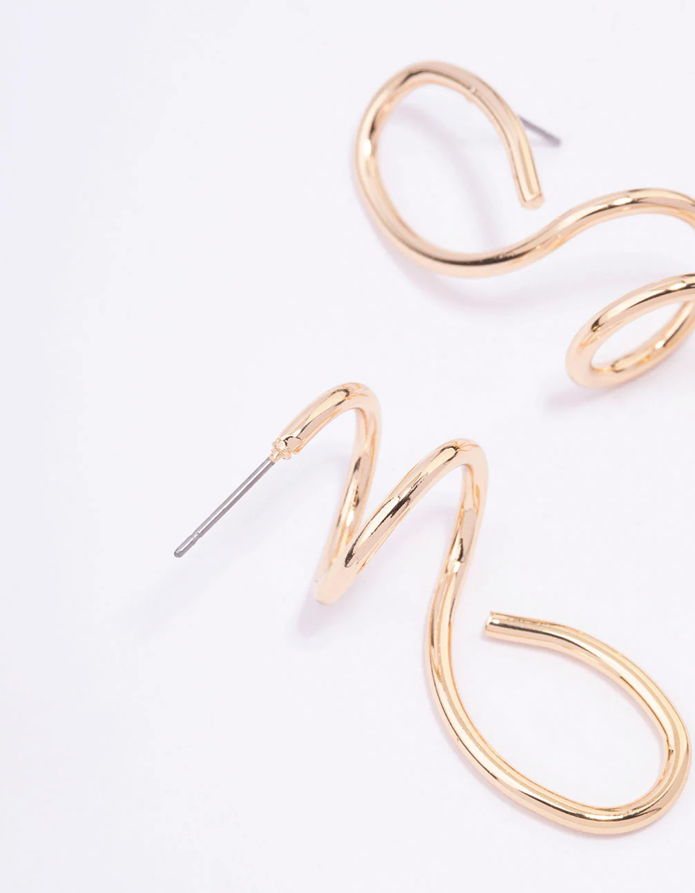 Gold Mixed Irregular Spiral Drop Earrings - Image 2