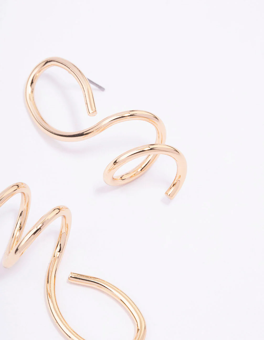 Gold Mixed Irregular Spiral Drop Earrings - Image 3