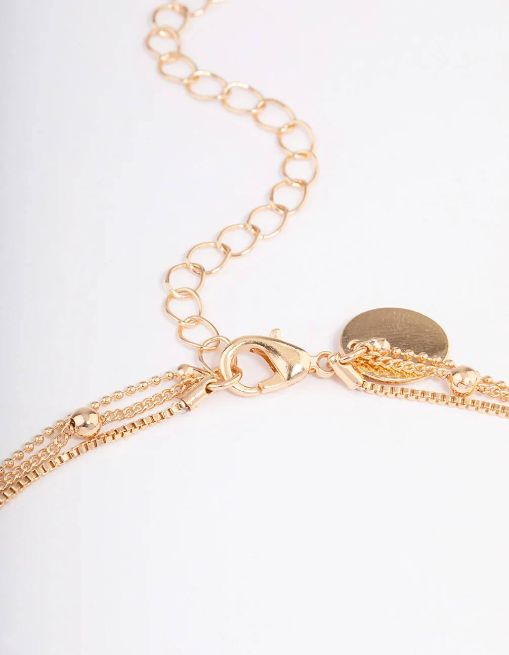 Gold Organic Circle Disc Triple Row Necklace - Image 3