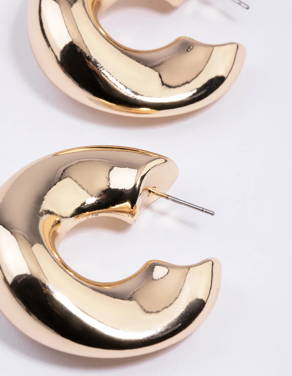 Gold Organic Thick Hoop Earrings - Image 2