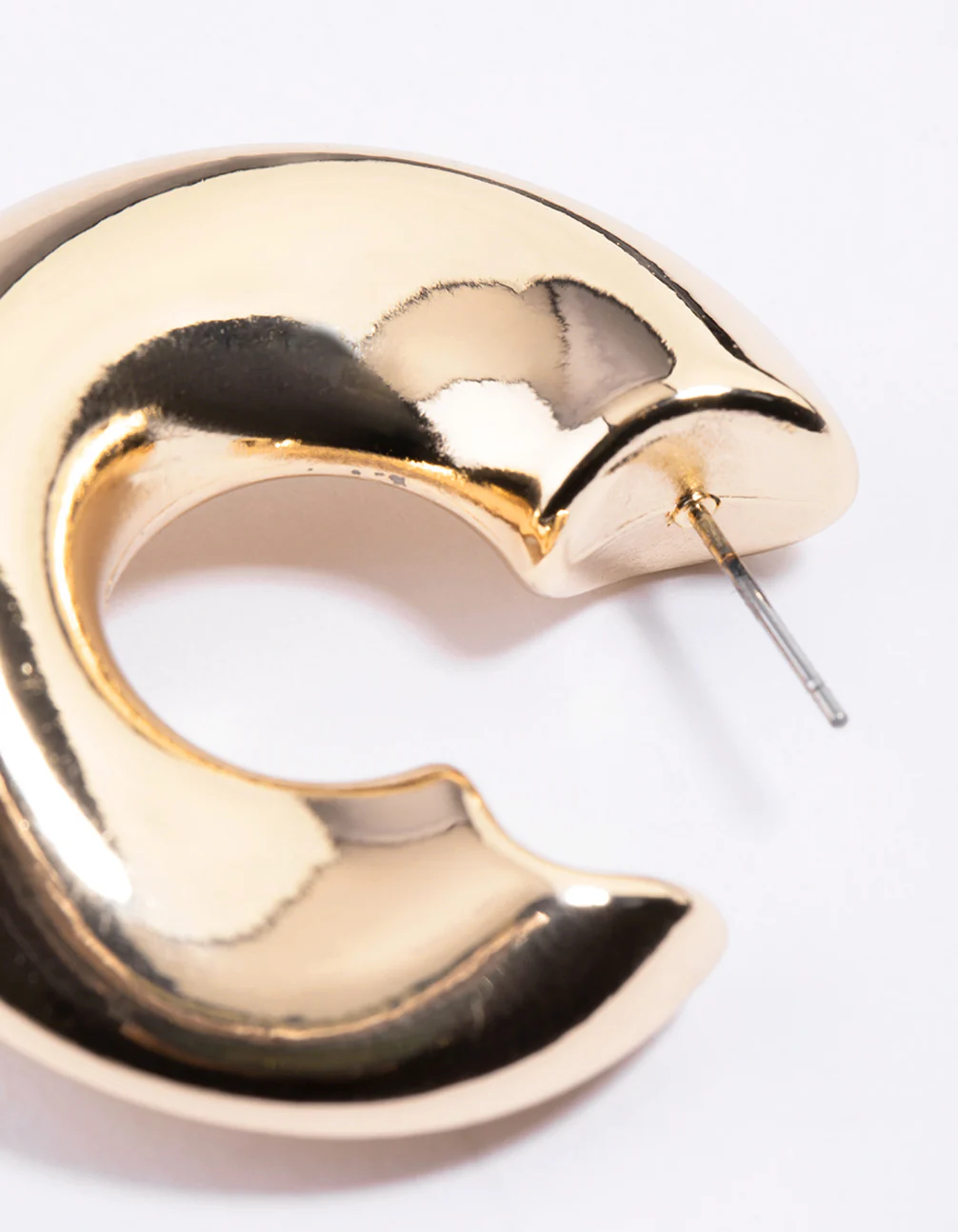Gold Organic Thick Hoop Earrings - Image 3