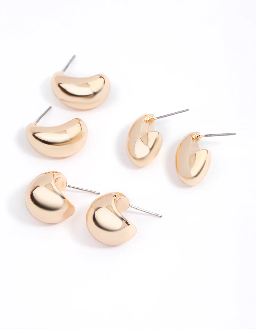 Gold Puffy Hoop Earrings Pack - Image 2