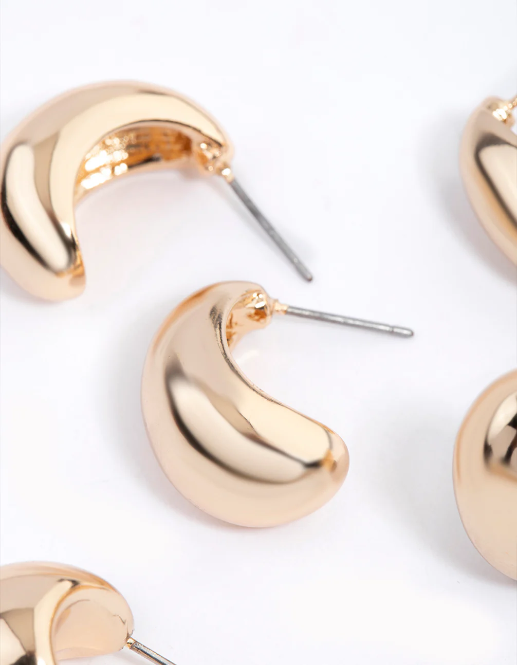 Gold Puffy Hoop Earrings Pack - Image 3