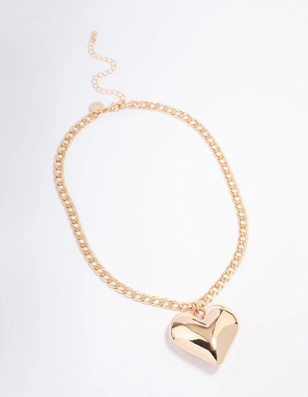 Gold Puffy Heart Short Necklace - Image 2