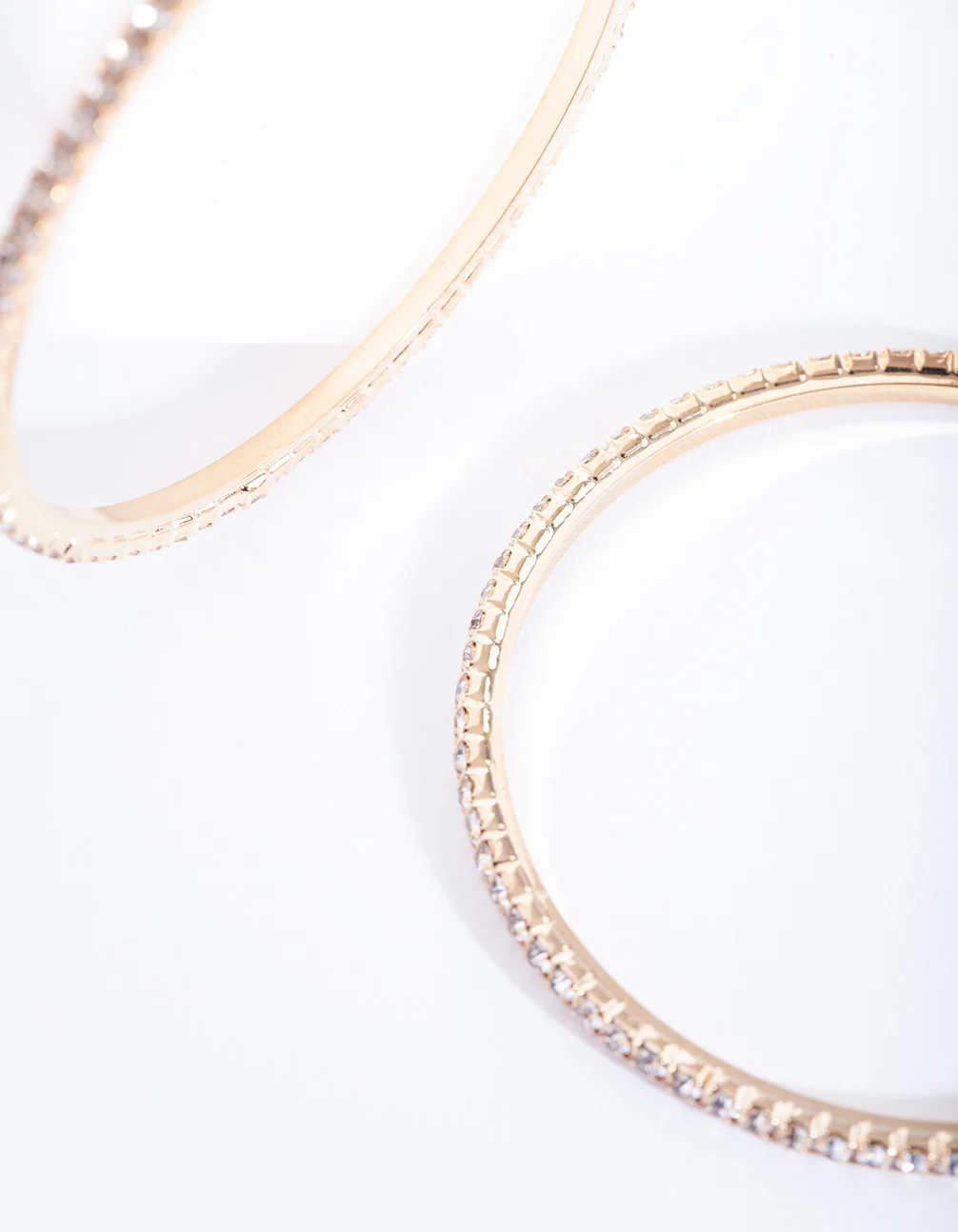 Gold Thin Diamante Hoop Earrings - Image 3