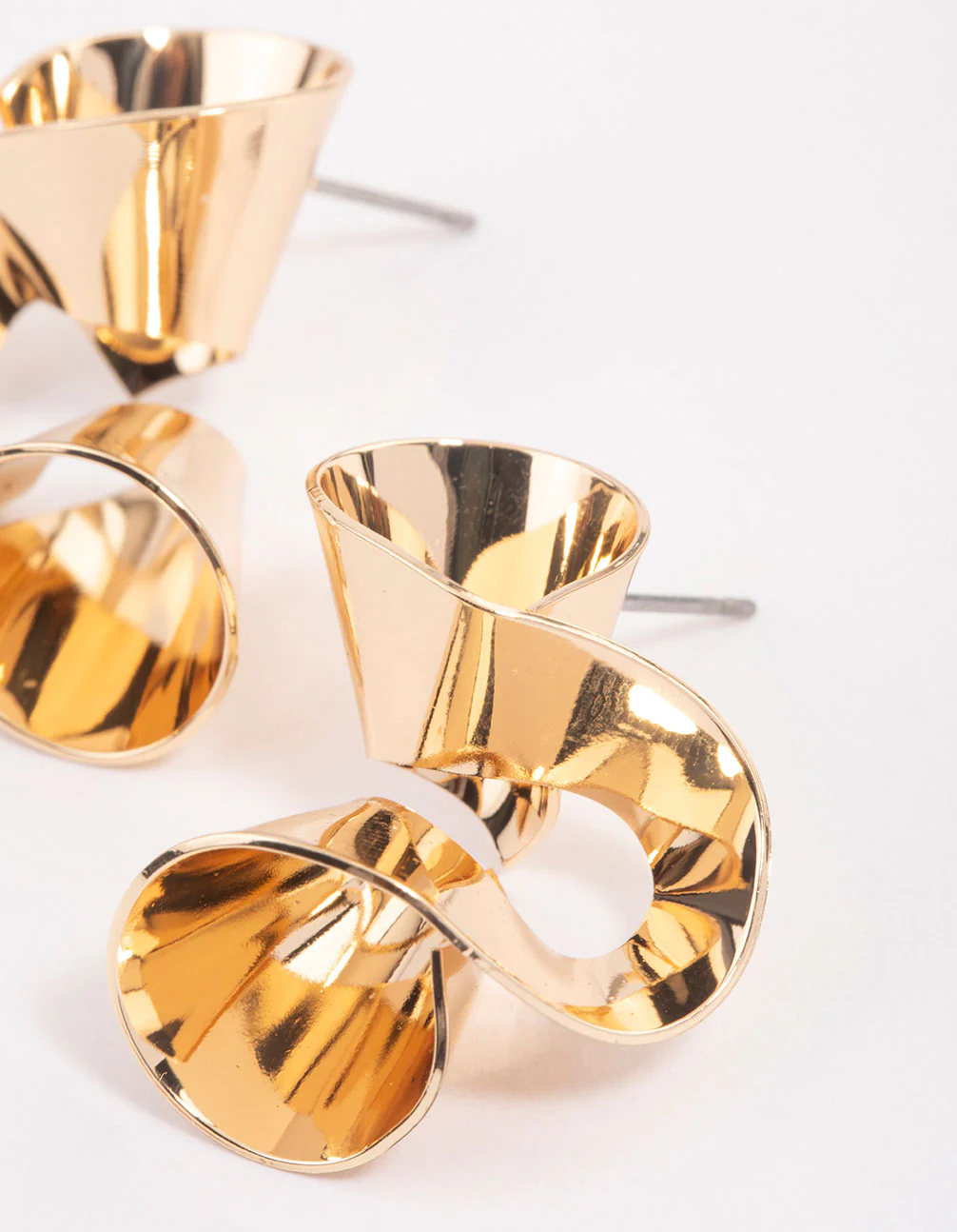 Gold Ribbon Curl Drop Earrings - Image 2