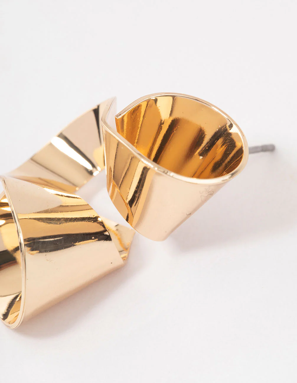 Gold Ribbon Curl Drop Earrings - Image 3