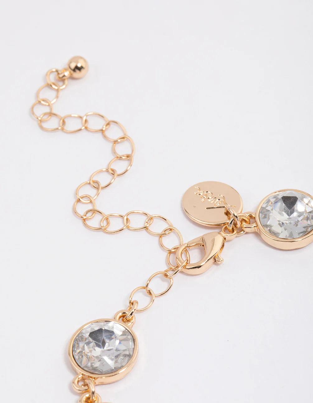 Gold Round Diamante Stone Bracelet - Image 3