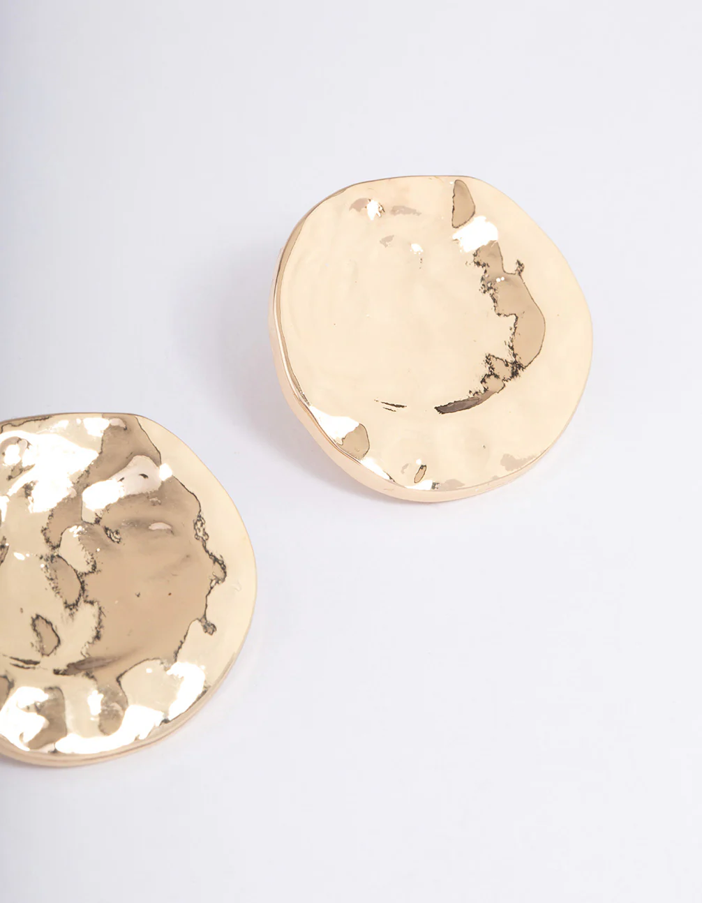Gold Shiny Flat Disc Stud Earrings - Image 3