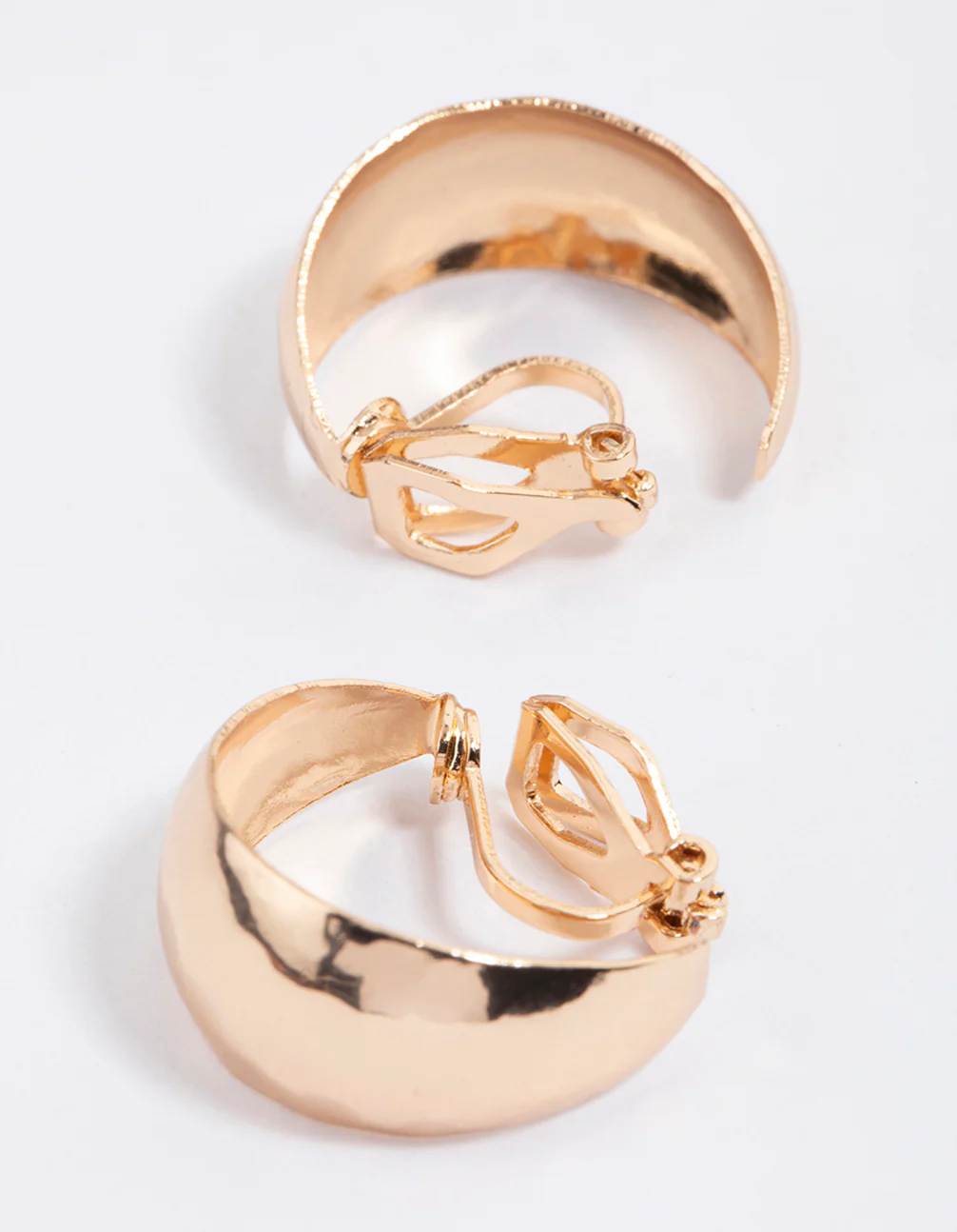 Gold Small Clip Hoop Drop Earrings - Image 2