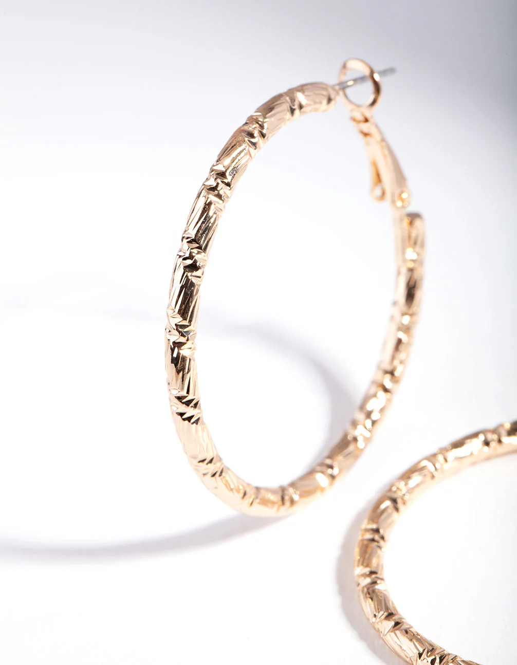 Gold Small Textured Hoop Earrings - Image 2