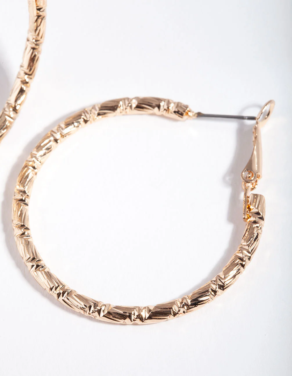 Gold Small Textured Hoop Earrings - Image 3