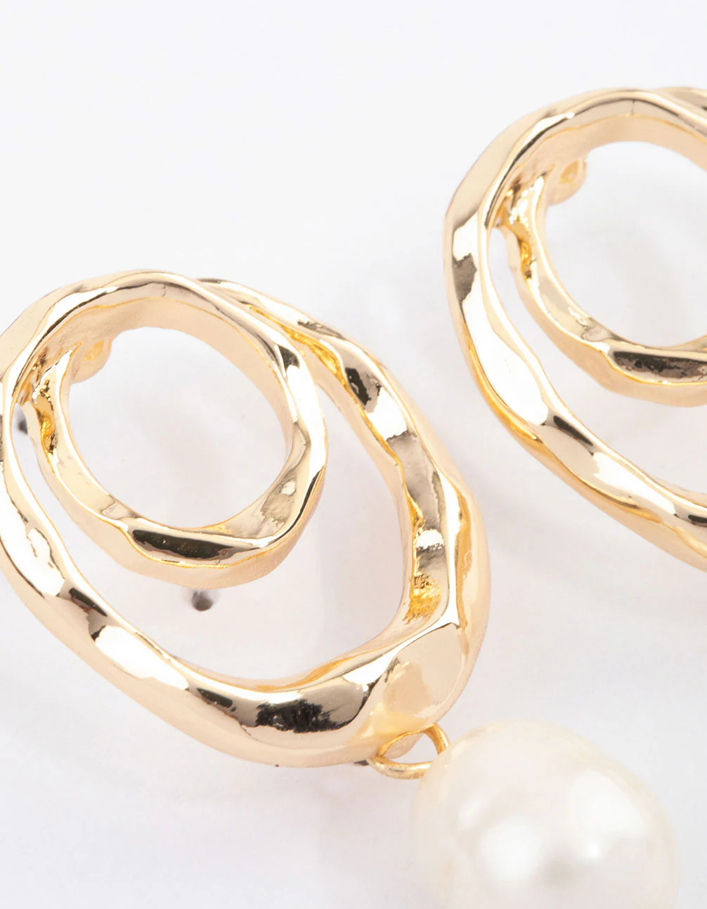 Gold Spiral Pearl Drop Earrings - Image 2