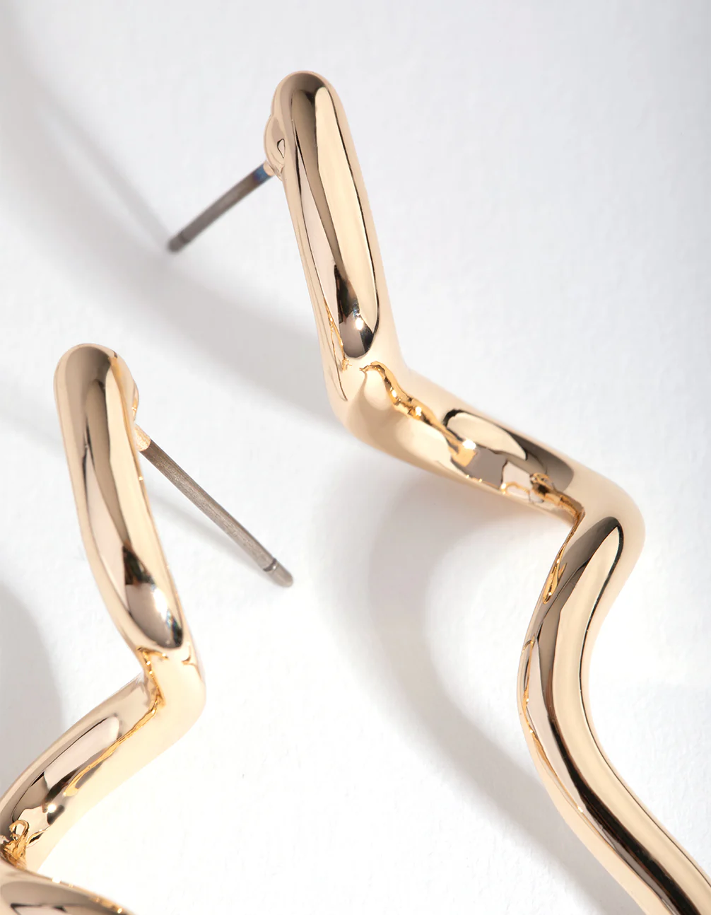Gold Squiggle Drop Earrings - Image 3