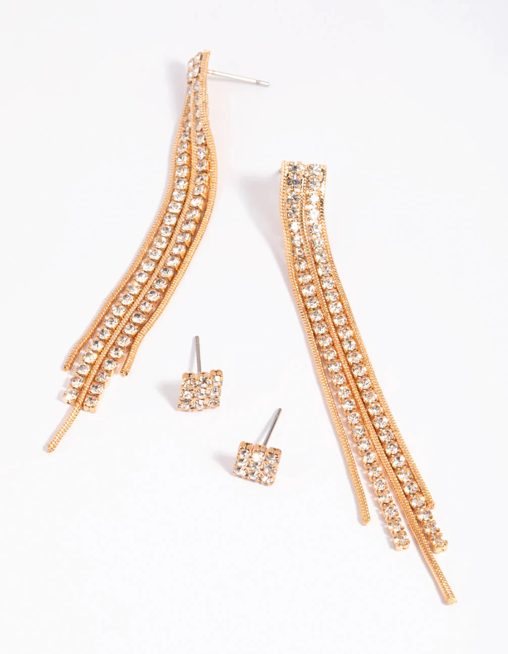 Gold Diamante Stud Earring Set - Image 2